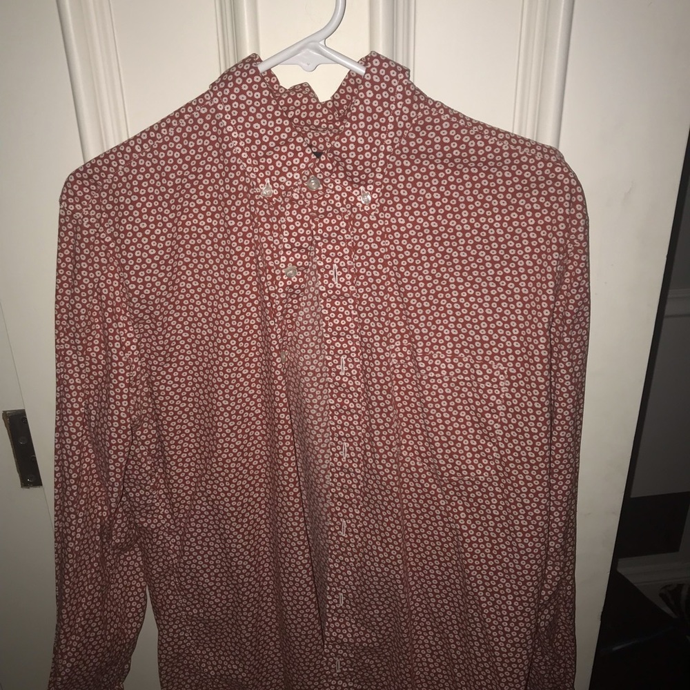 Medium Red Casual Button Down With White Circles - image 1